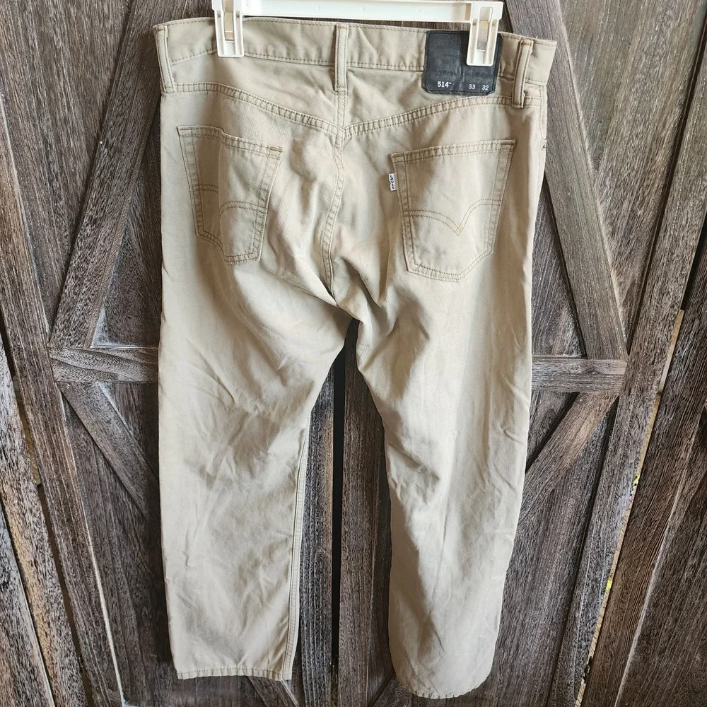 Levis Jeans Men's 33x31 Beige‎ Khaki Cotton Straight Fit Lightweight White Tag